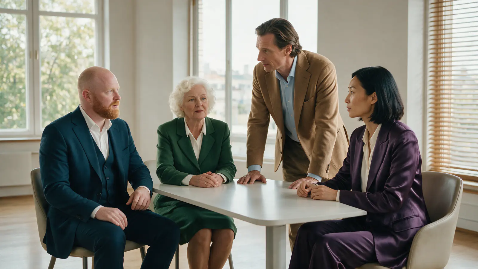 A deal partner, analyst, sector specialist, and technical operator resolve a diligence question.