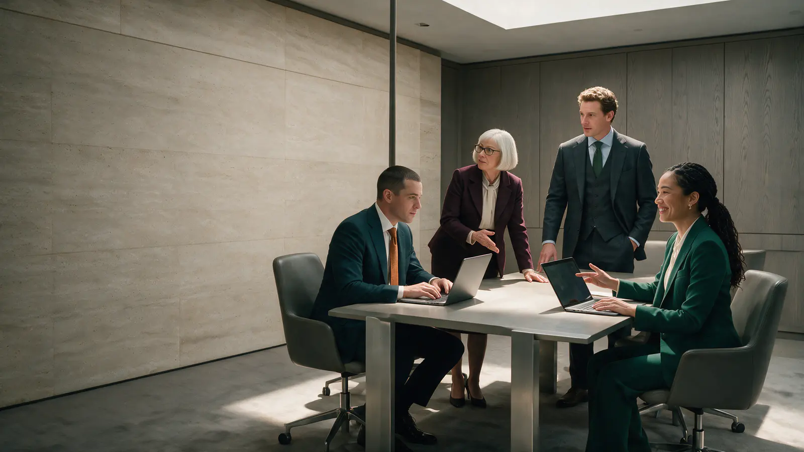 A CFO and operating, engineering, and evaluation peers review a financial measurement boundary.
